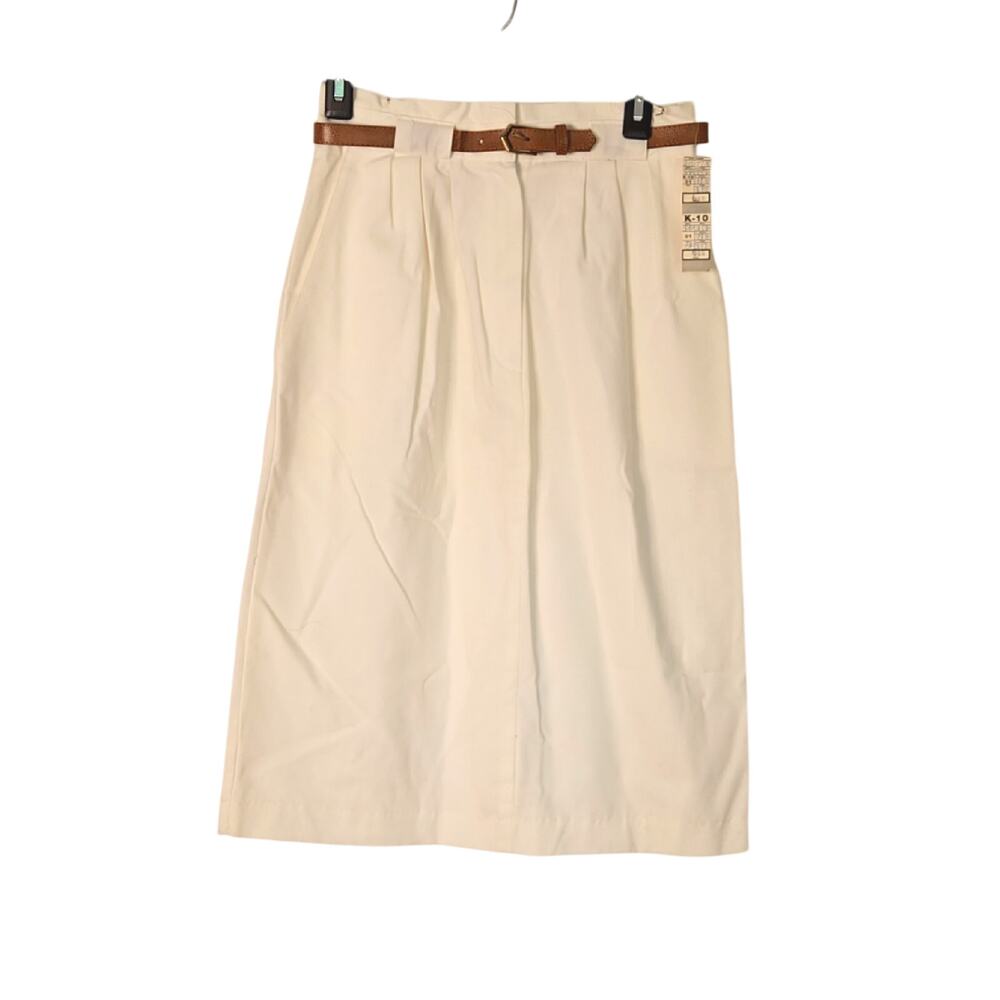 Vintage What's happening White Chino Pleated Skirt size 7/8